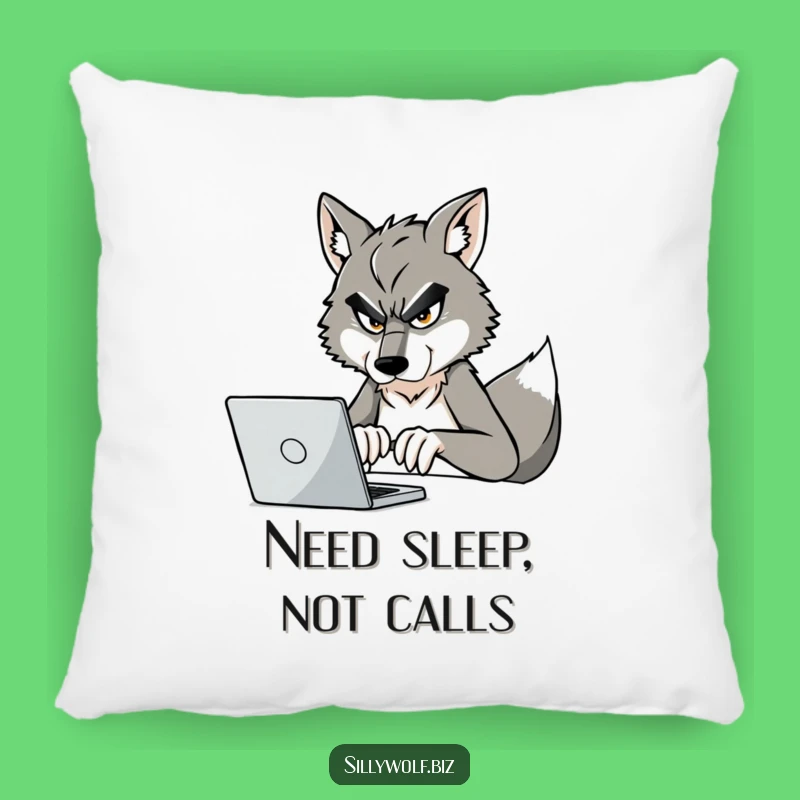Funny Wolf Pillow: Busy Wolf Working Hard, Comfy and Hilarious Home Decor Gift