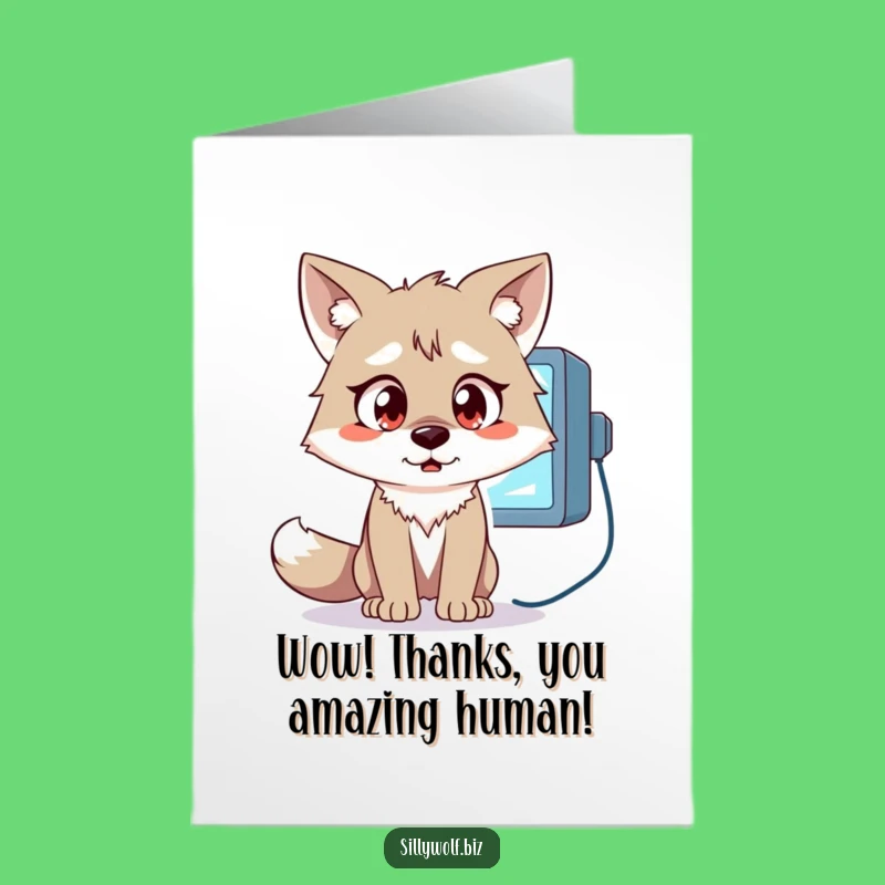 Free Printable Wide-Eyed Wolf Thank You Card - Funny Downloadable DIY Gift