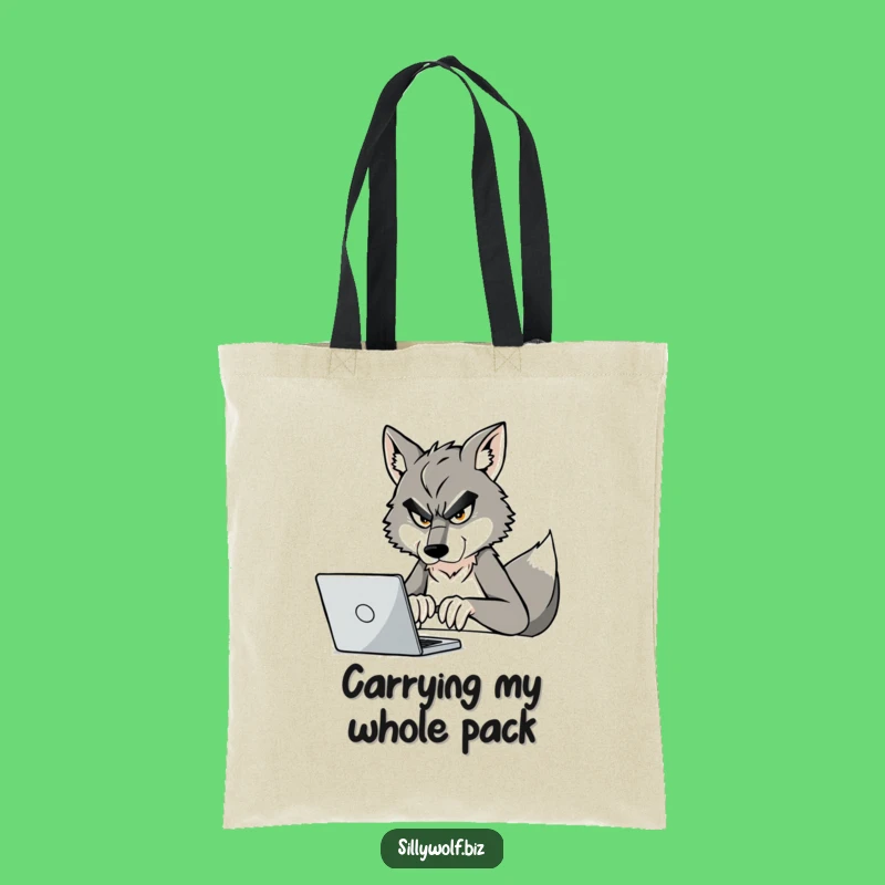 Funny Wolf Tote Bag: Carry Your Workload with This Busy Wolf Design, Ideal Gift
